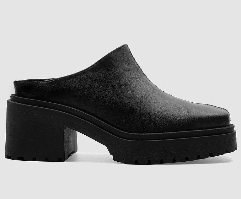 Vegan Leather Mules with Sculptural Heel - Black main image 1