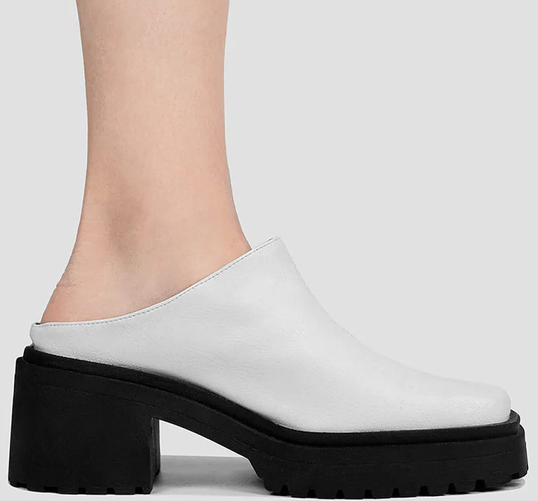 Vegan Leather Mules with Sculptural Heel - Black main image 0