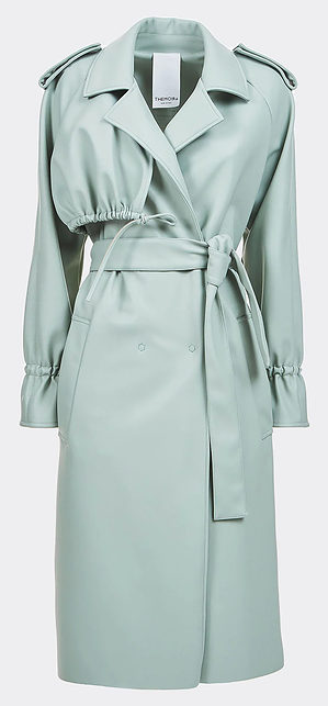 Vegan leather trench coat in green